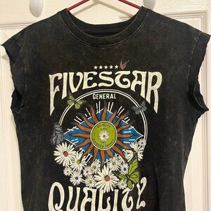 Five Star Cut Off Sleeve Tee Size M